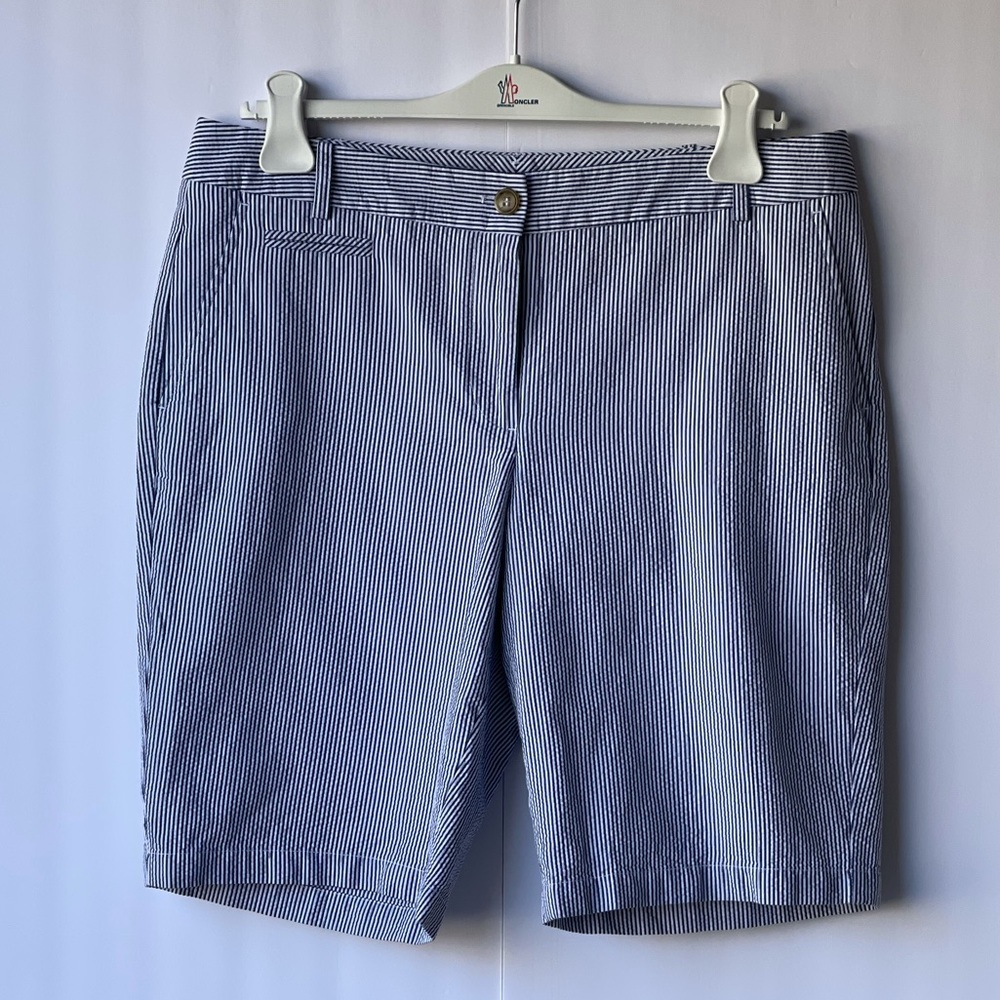 Talbots Vertical Blue and White Strip Shorts